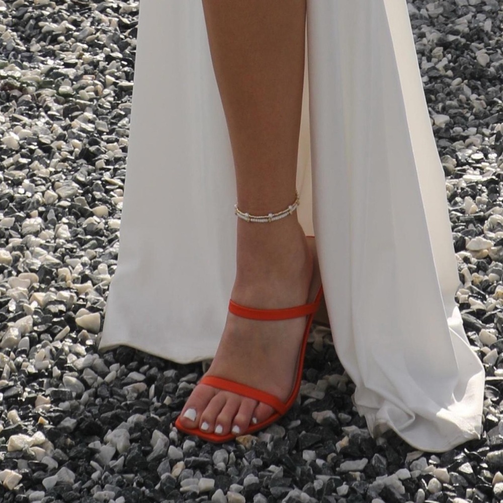 The Drop Women's Avery Square Toe Two Strap High Heeled Sandal